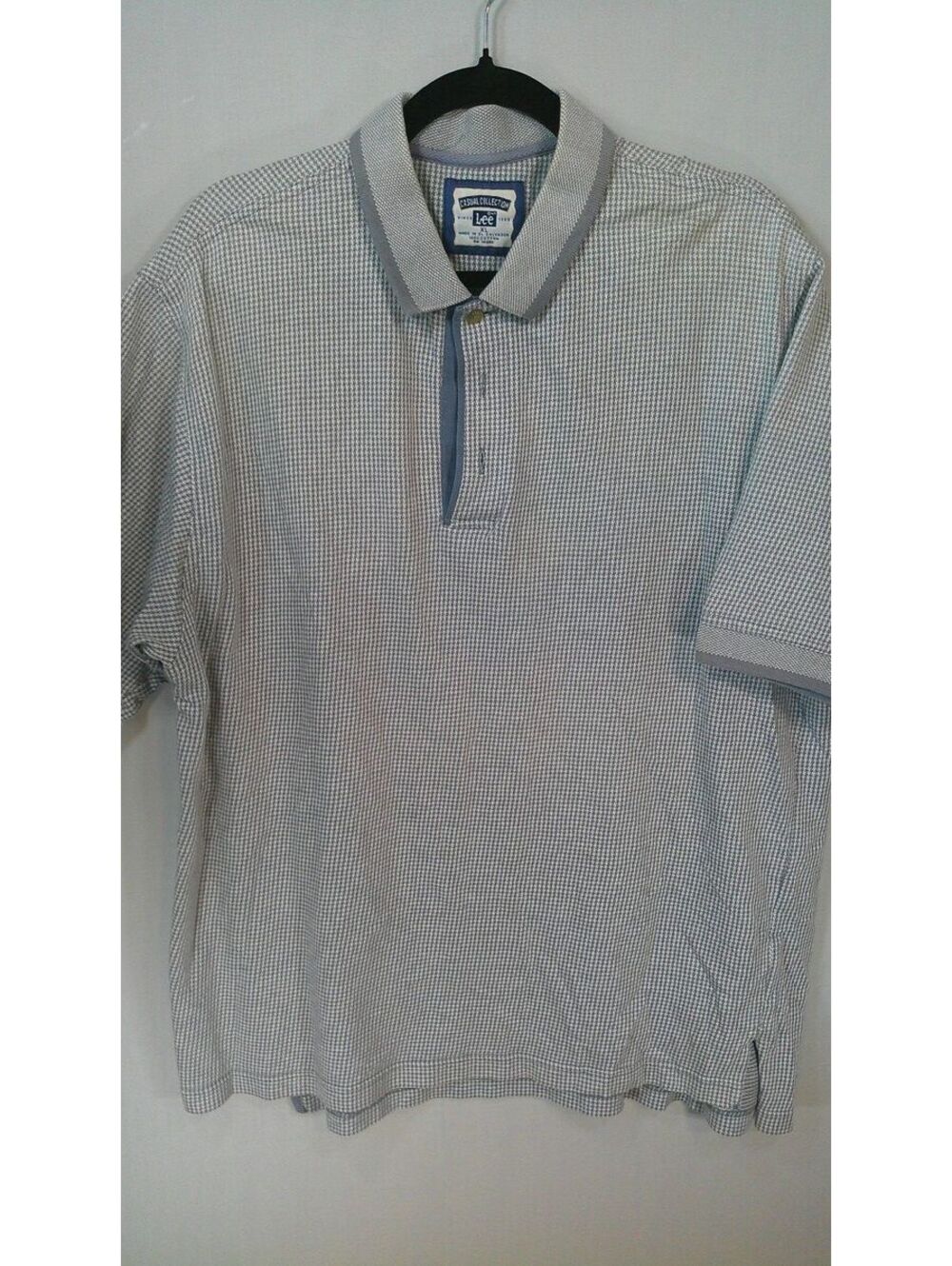 Lee Casual Collection Men's XL Grey Houndstooth Polo Shirt